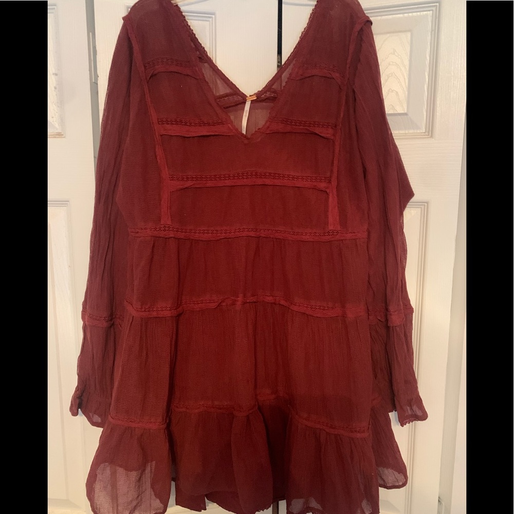 Free People red mini dress with slip sz L